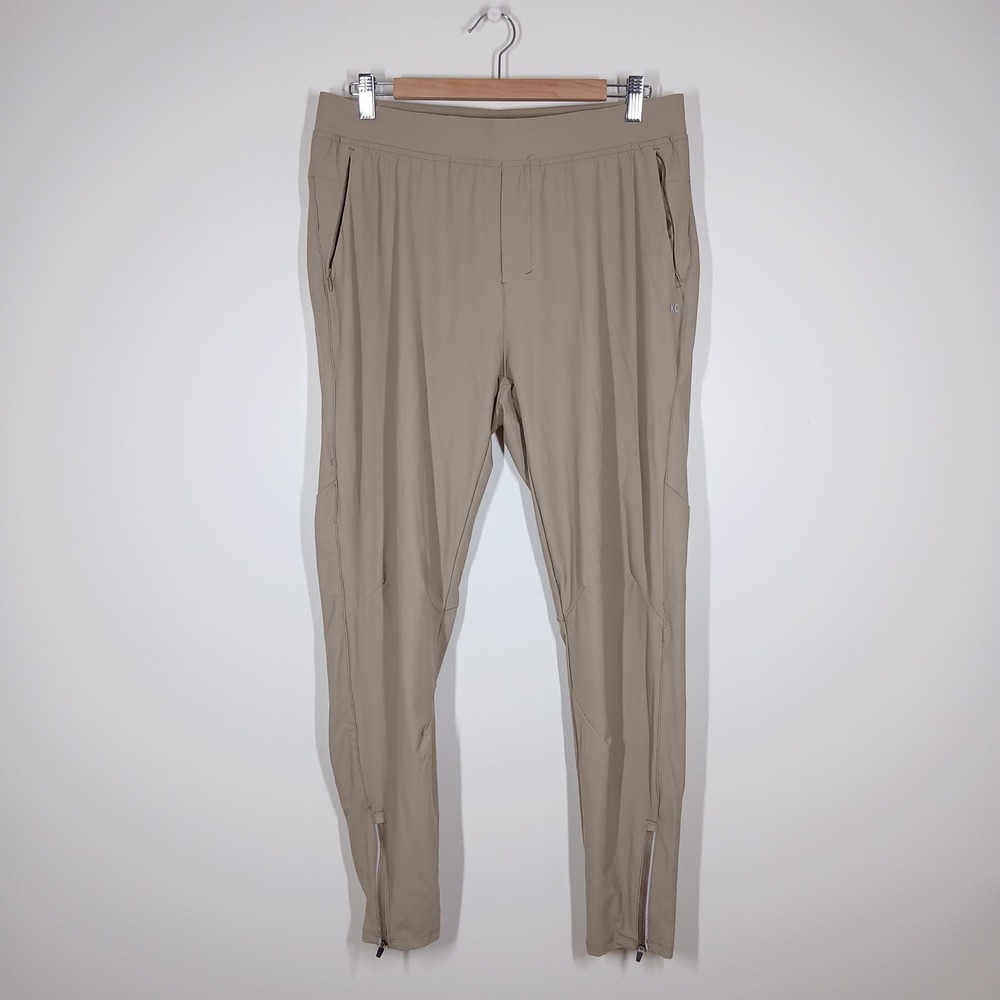 Kenneth Cole Pants Womens Large Tan Nylon Stretch Ankle Zip Travel Sporty